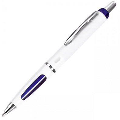 LANCE Druckkugelschreiber Clic, blaue Mine, weiß/blau LANCE Druckkugelschreiber Clic, blaue Mine, weiß/blau