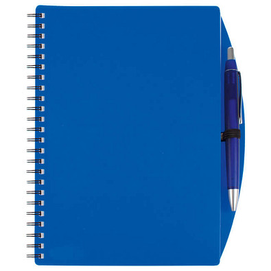 Notizbuch Busy mit Kugelschreiber, DIN A5, liniert, blau
