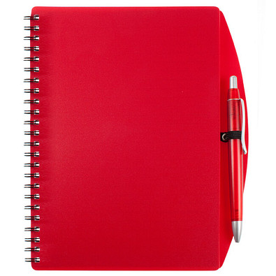 Notizbuch Busy mit Kugelschreiber, DIN A5, liniert, rot