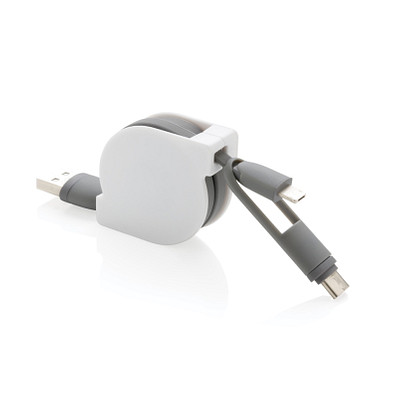 XD COLLECTION 3-in-1 ausziehbares Kabel, weiß