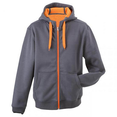 JAMES & NICHOLSON Unisex Jacke mit Kapuze, grau/orange, XXL