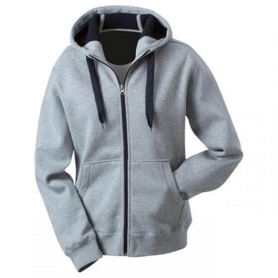 JAMES & NICHOLSON Unisex Jacke mit Kapuze, grau/dunkelblau, XXL