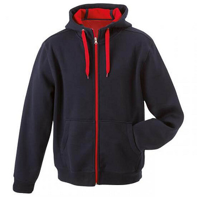JAMES & NICHOLSON Unisex Jacke mit Kapuze, rot, M