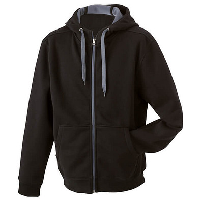 JAMES & NICHOLSON Unisex Jacke mit Kapuze, schwarz/grau, XXXL