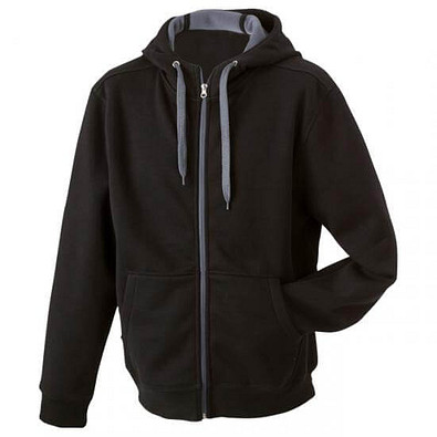 JAMES & NICHOLSON Unisex Jacke mit Kapuze, schwarz/grau, XXL