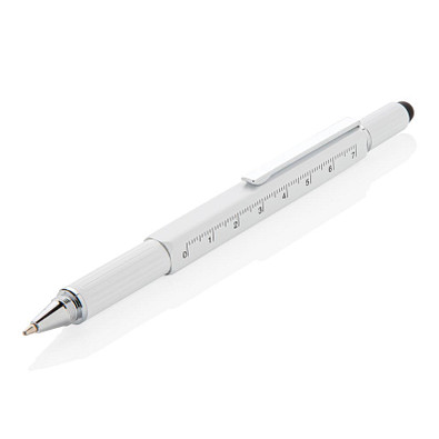XD COLLECTION Aluminium Tool-Stift 5-in-1, blaue Mine, weiß