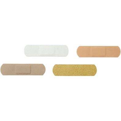 5 Pflaster mit vollfarbig bedrucktem Papierumschlag, weiss, bamboo (beige)