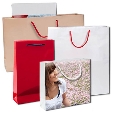 Papier Einkaufstasche 24x36x9cm, unbedruckt, weiß