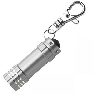 LED-Minilampe mit Karabiner, silber