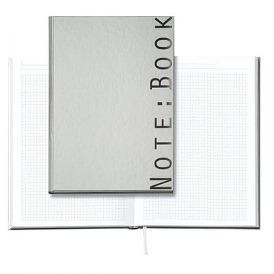 Geiger-Notes Notizbuch inkl. Prägung Note:Book, DIN A5, kariert, silber-gänzend