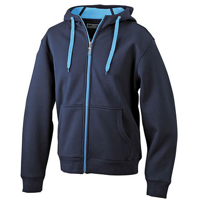 JAMES & NICHOLSON Unisex Jacke mit Kapuze, dunkelblau/hellblau, XXL