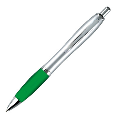 LANCE® Kugelschreiber Rio Satin, blaue Mine, silber/grün