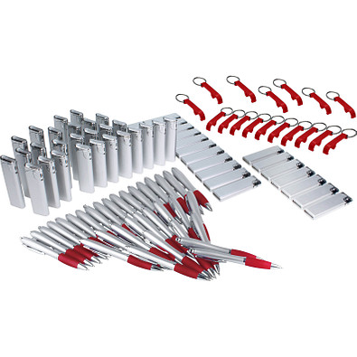 Werbe-Sparset, 300-tlg., inkl. Druck, silber/rot