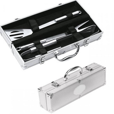 Grillbestecke im Alukoffer, Silber Grillbestecke im Alukoffer, Silber