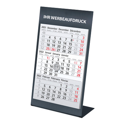 3-Monats-Tischkalender aus Metall 2022/2023, anthrazit 3-Monats-Tischkalender aus Metall 2022/2023, anthrazit