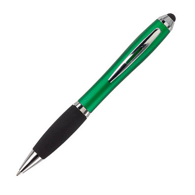 Touch-Pen Kugelschreiber Kuba, blaue Mine, grün/metallic