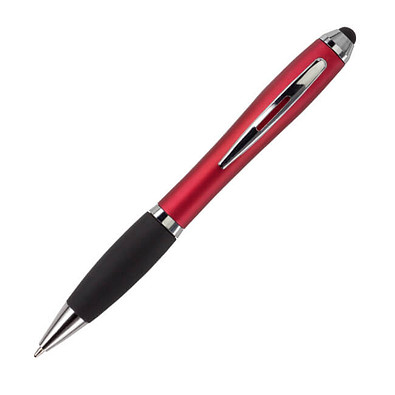 Touch-Pen Kugelschreiber Kuba, blaue Mine, rot/metallic