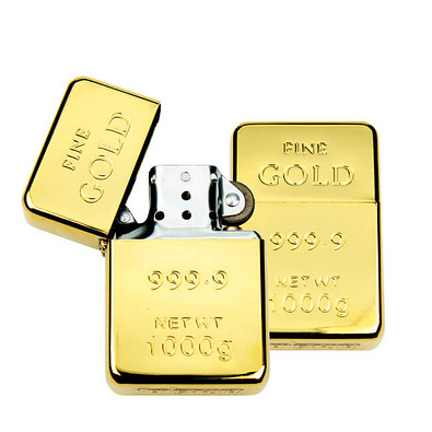 Benzin-Sturmfeuerzeug Goldbarren