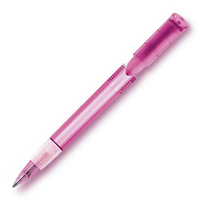 Druckkugelschreiber Genua MADE IN EUROPE, blaue Mine, pink/transparent