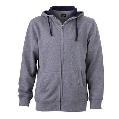 JAMES & NICHOLSON Unisex Sweat-Jacke mit Kapuze, grau, XL