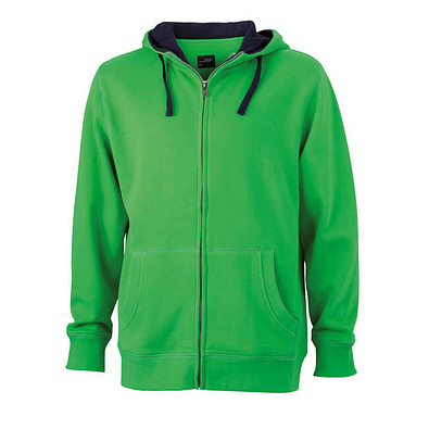 JAMES & NICHOLSON Unisex Sweat-Jacke mit Kapuze, grün, XL