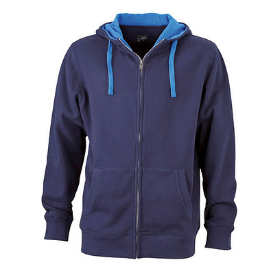 JAMES & NICHOLSON Unisex Sweat-Jacke mit Kapuze, dunkelblau, XL