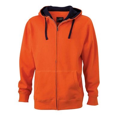 JAMES & NICHOLSON Unisex Sweat-Jacke mit Kapuze, orange, XL