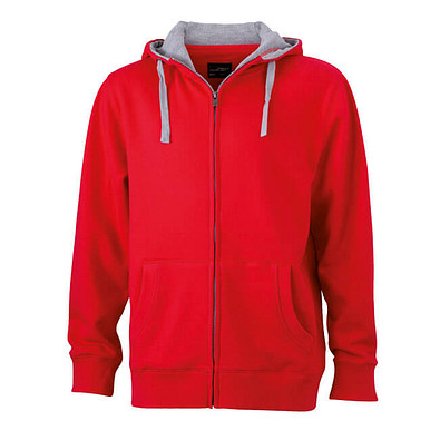 JAMES & NICHOLSON Unisex Sweat-Jacke mit Kapuze, rot, XL