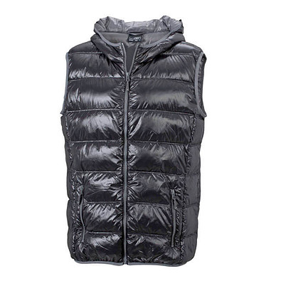 JAMES & NICHOLSON Herren Daunenweste, schwarz/grau, XXL