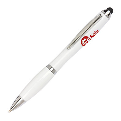 Touch-Pen Kugelschreiber Kuba, blaue Mine, weiß