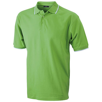 JAMES & NICHOLSON Herren Poloshirt Pique, hellgrün/weiß, XXL