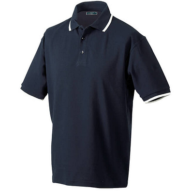 JAMES & NICHOLSON Herren Poloshirt Pique, dunkelblau/weiß, XXL