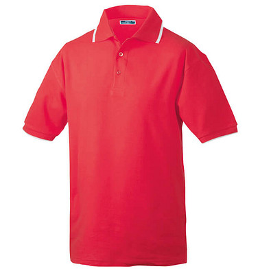 JAMES & NICHOLSON Herren Poloshirt Pique, rot/weiß, L
