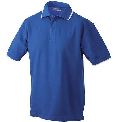 JAMES & NICHOLSON Herren Poloshirt Pique, blau/weiß, XL