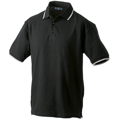 JAMES & NICHOLSON Herren Poloshirt Pique, schwarz/silber, M