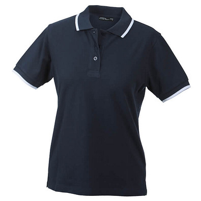 JAMES & NICHOLSON Damen Poloshirt Pique, dunkelblau/weiß, XXL