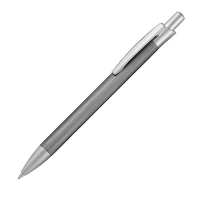 Metall-Druckkugelschreiber Brushed, blaue Mine, titan