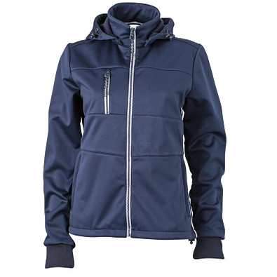JAMES & NICHOLSON Damen Softshell-Jacke Maritime, dunkelblau/dunkelblau/weiß, M