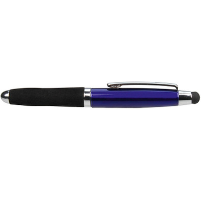 Metall-Touch-Kugelschreiber Soft Grip, blaue Mine, blau/metallic