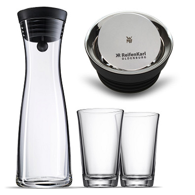 WMF Wasserkaraffe Basic mit 2 Gläsern, 3-tlg., transparent