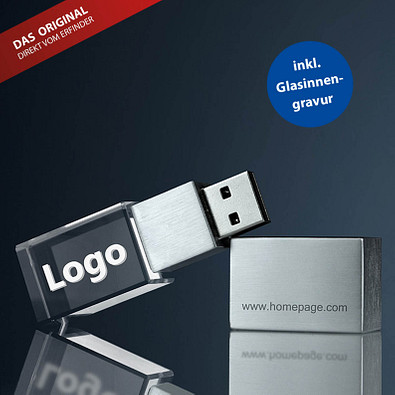 USB-Stick 3D inkl. Gravur, 8 GB, transparent/silber