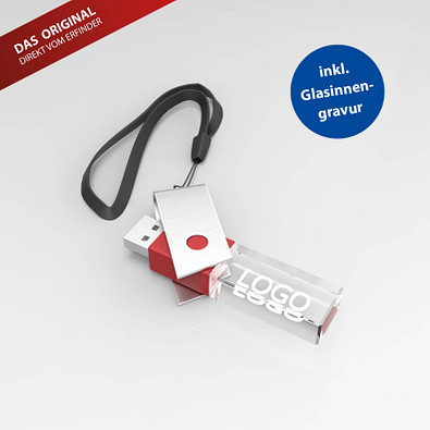 USB-Stick TURN 3D inkl. Gravur, 4 GB, rot
