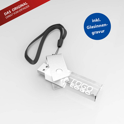 USB-Stick TURN 3D inkl. Gravur, 16 GB, weiß