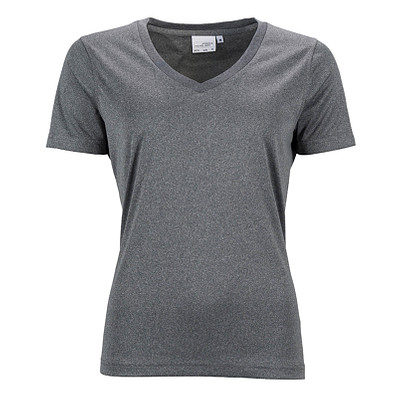 JAMES & NICHOLSON Damen Funktions T-Shirt Active, grau-meliert, XL