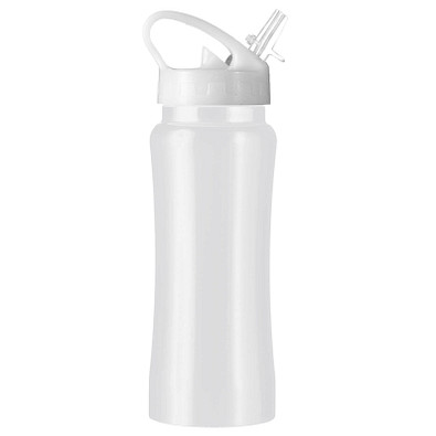 Metall-Trinkflasche Energy, ohne Trinkhalm, 600 ml, weiß