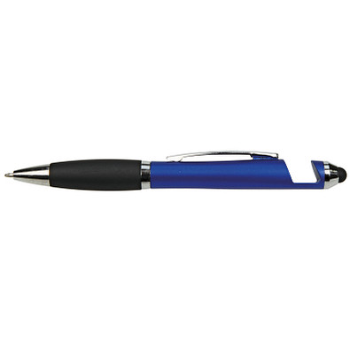 Touch-Kugelschreiber mit Handyhalterung, Blau-Metallic Touch-Kugelschreiber mit Handyhalterung, Blau-Metallic