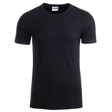 JAMES & NICHOLSON Herren T-Shirt Basic aus Bio-Baumwolle, schwarz, M