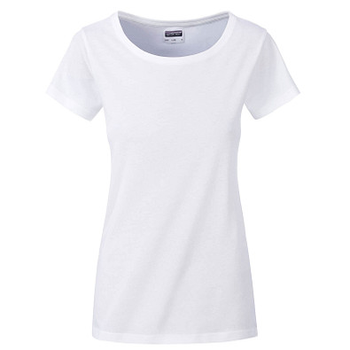 JAMES & NICHOLSON Damen T-Shirt Basic aus Bio-Baumwolle, weiß, XS