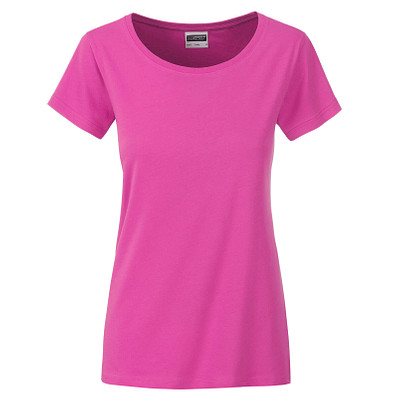 JAMES & NICHOLSON Damen T-Shirt Basic aus Bio-Baumwolle, pink, M