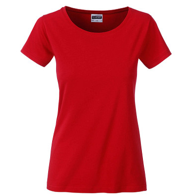 JAMES & NICHOLSON Damen T-Shirt Basic aus Bio-Baumwolle, rot, XS